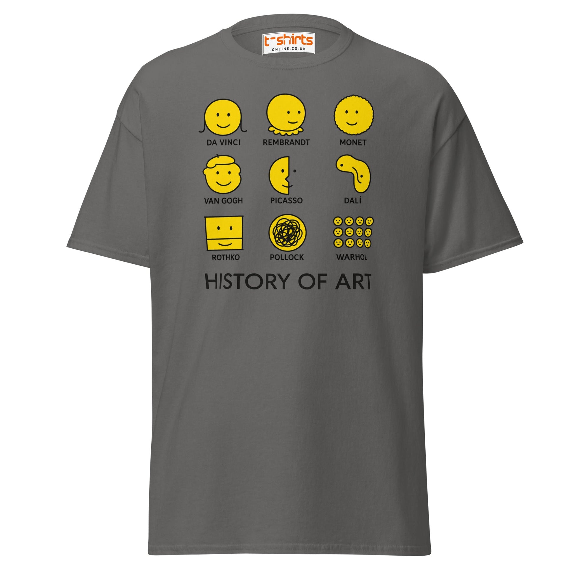History of Art Smiley Face Funny Artist T-Shirt - Charcoal - T-Shirts Online