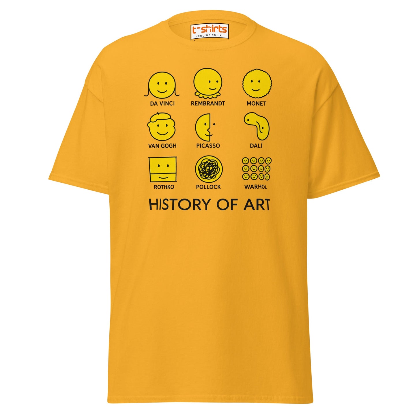 History of Art Smiley Face Funny Artist T-Shirt - Gold - T-Shirts Online