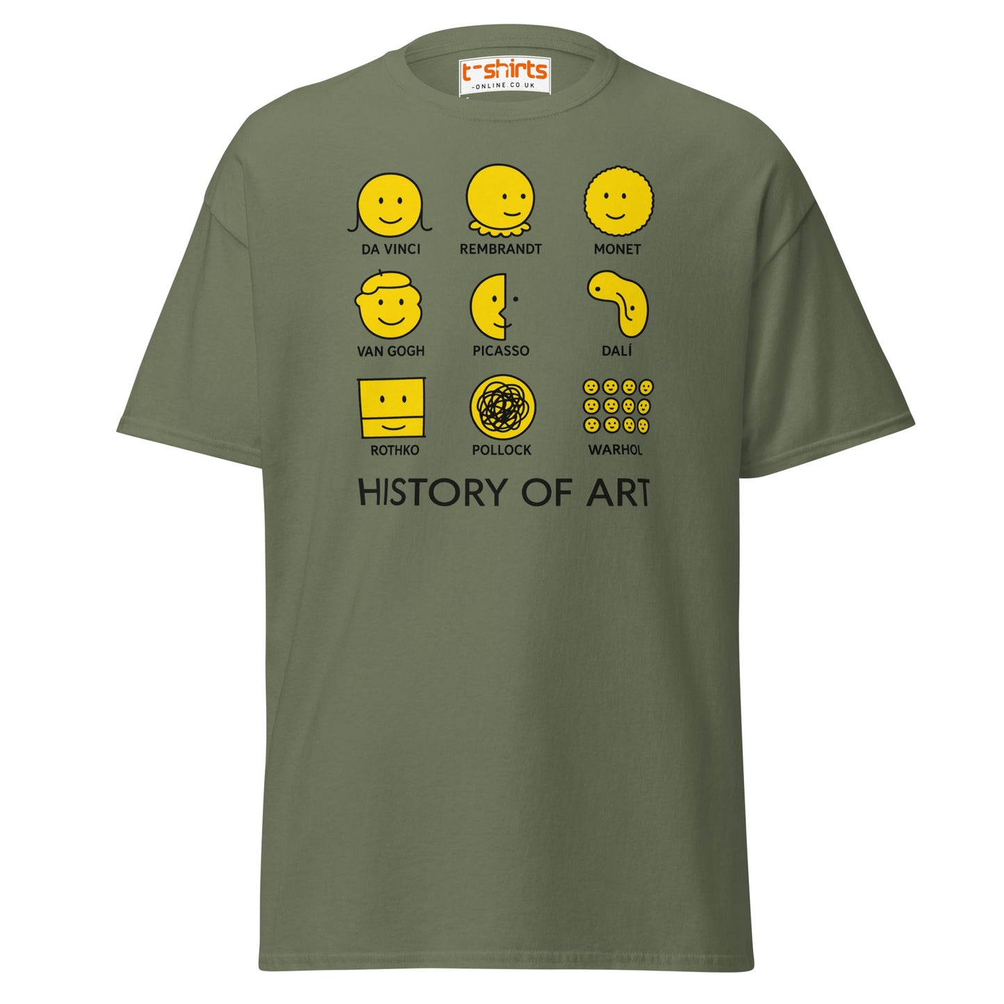 History of Art Smiley Face Funny Artist T-Shirt - Military Green - T-Shirts Online