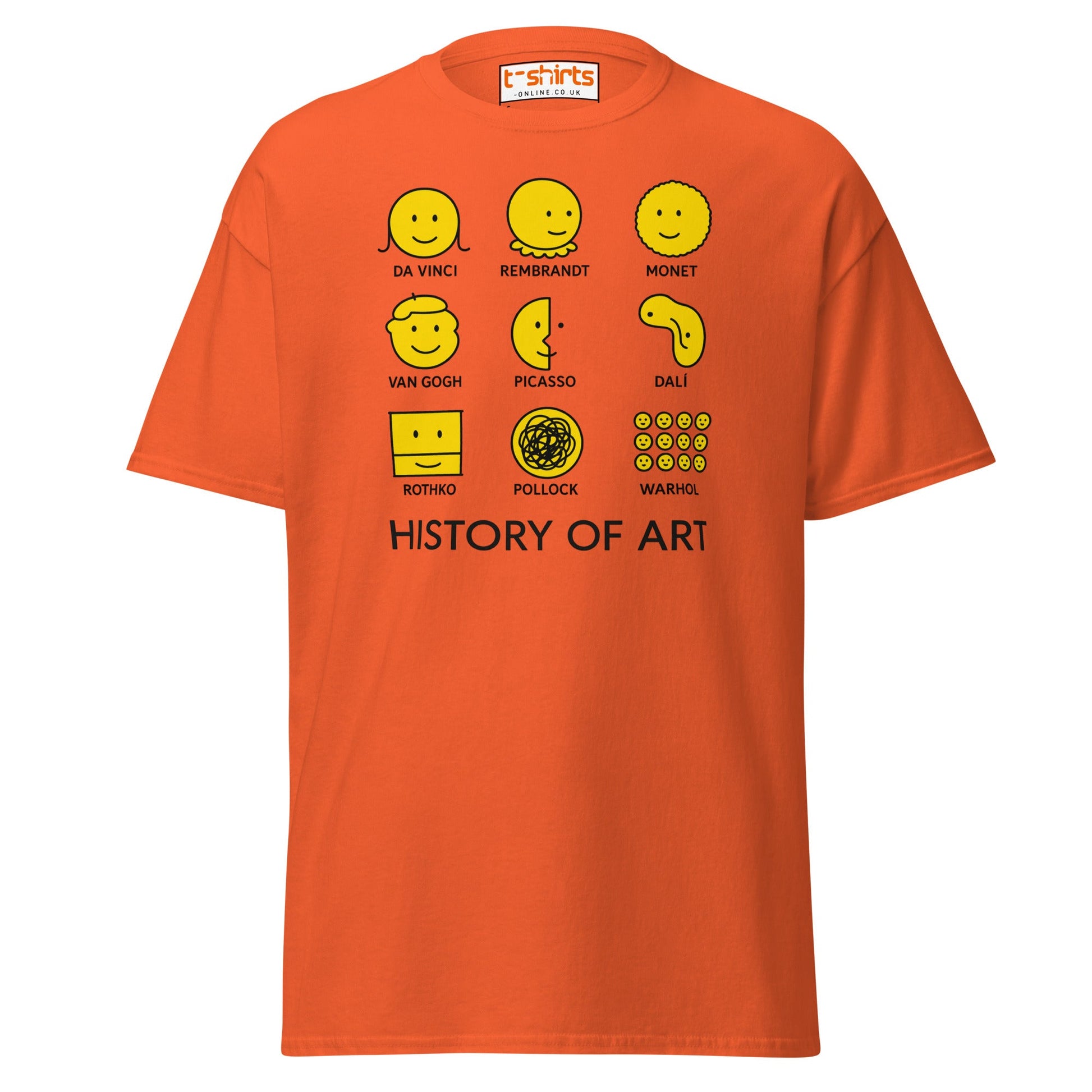 History of Art Smiley Face Funny Artist T-Shirt - Orange - T-Shirts Online