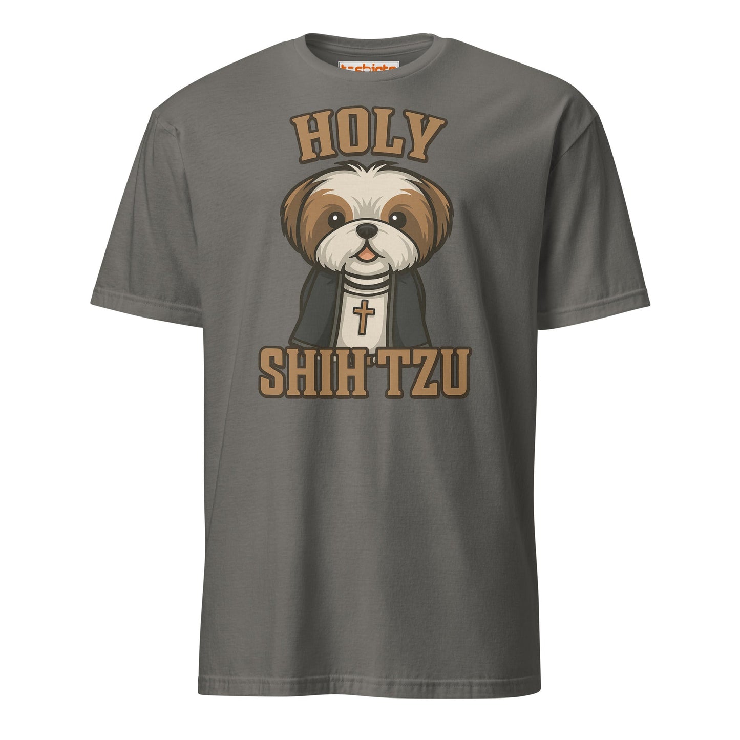 Holy Shih Tzu Funny Dog Pun T-Shirt - Charcoal - T-Shirts Online