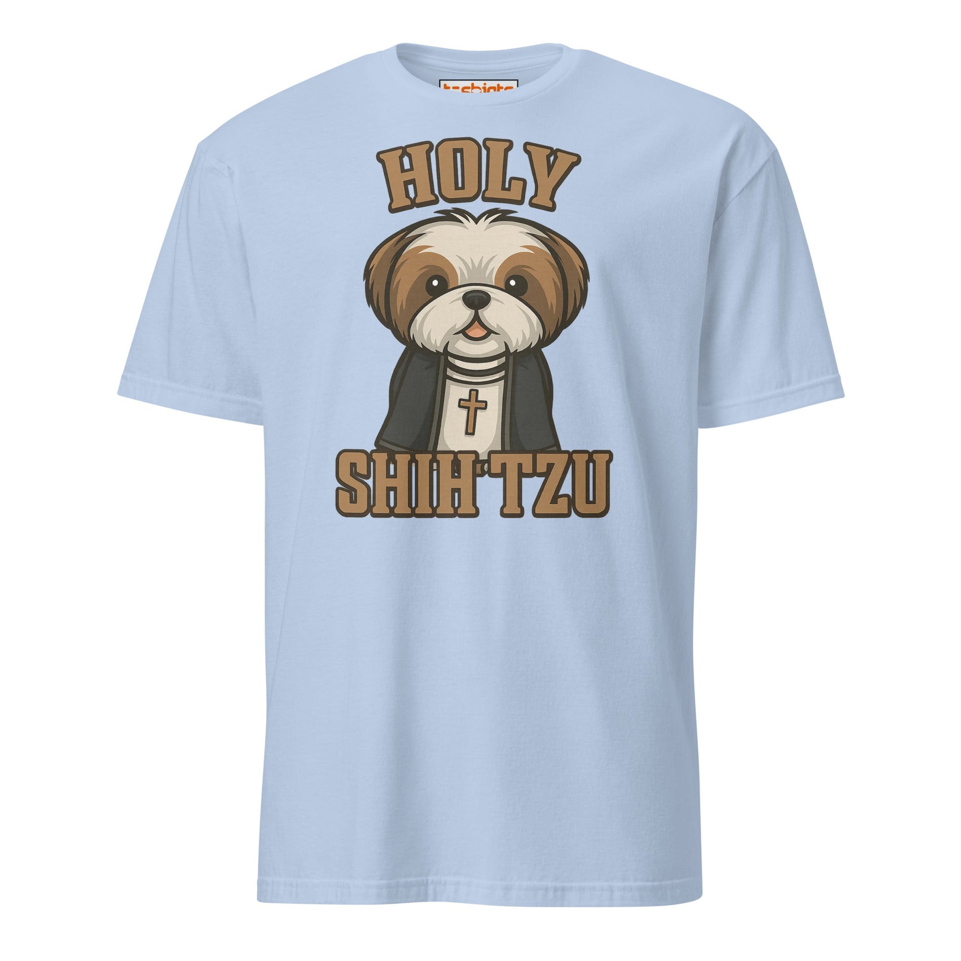 Holy Shih Tzu Funny Dog Pun T-Shirt - Light Blue - T-Shirts Online