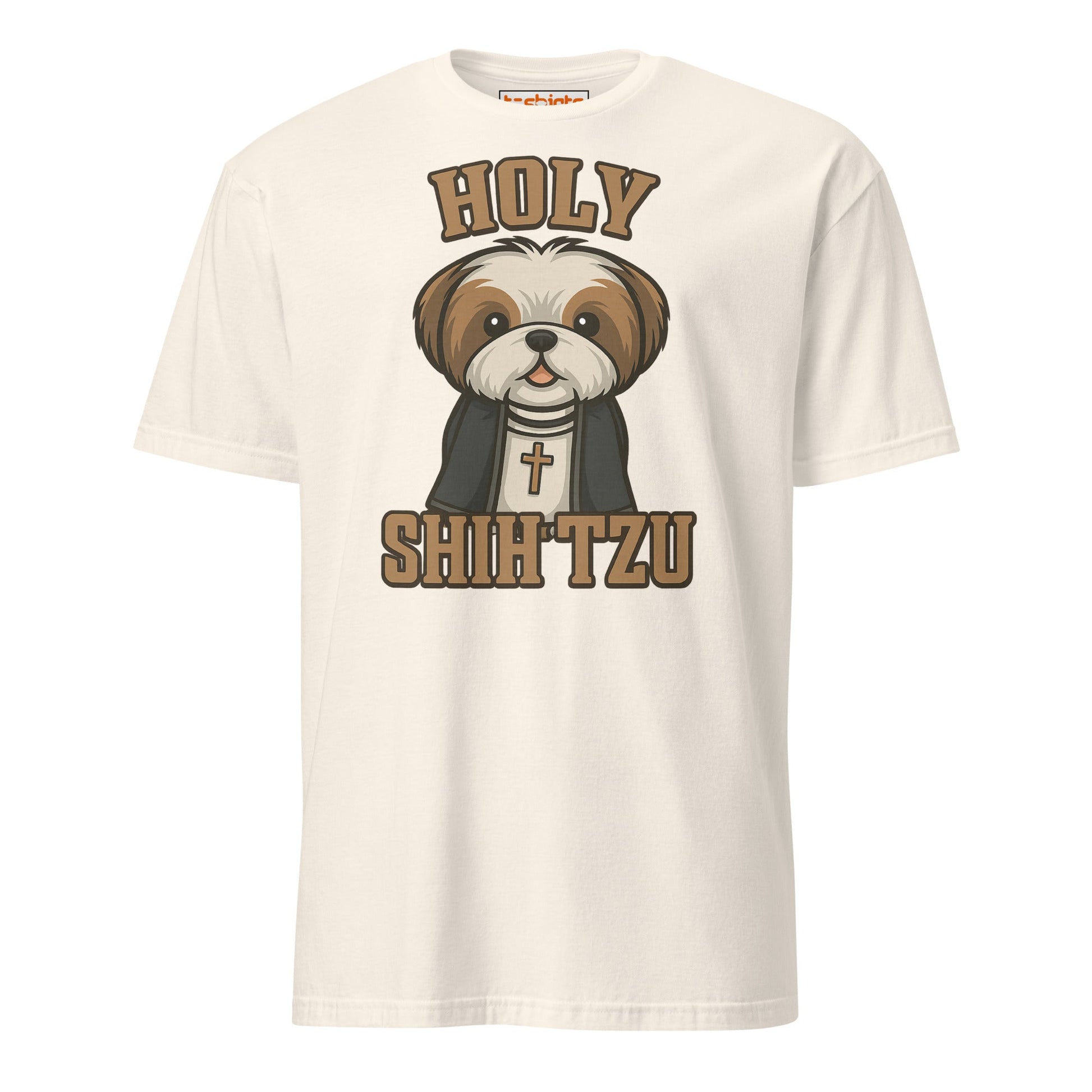 Holy Shih Tzu Funny Dog Pun T-Shirt - Natural - T-Shirts Online