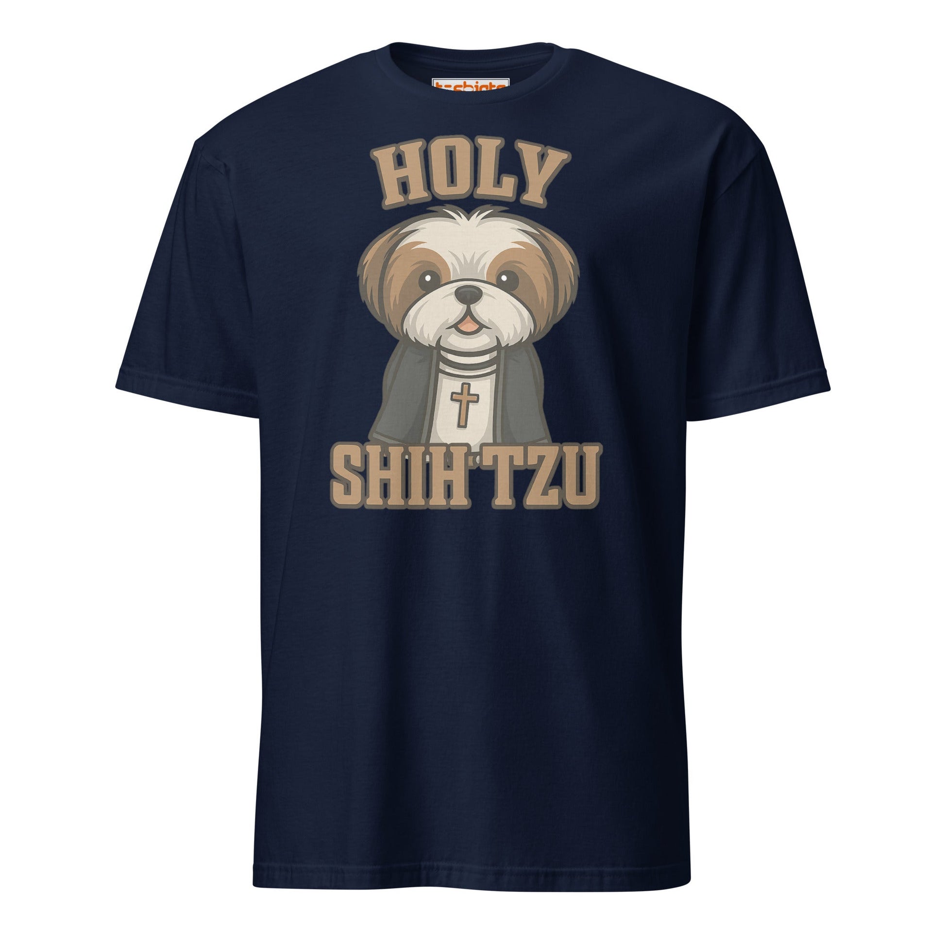 Holy Shih Tzu Funny Dog Pun T-Shirt - Navy - T-Shirts Online