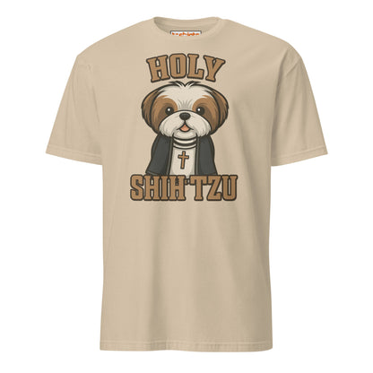 Holy Shih Tzu Funny Dog Pun T-Shirt - Sand - T-Shirts Online