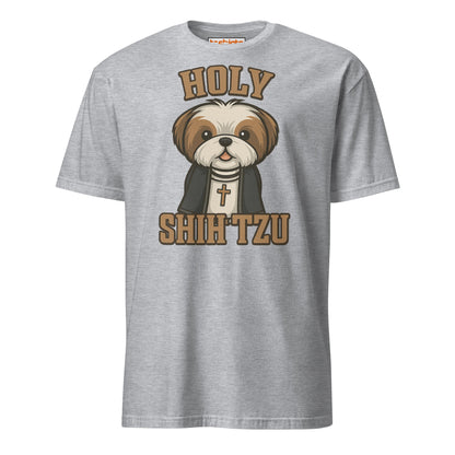 Holy Shih Tzu Funny Dog Pun T-Shirt - Sport Grey - T-Shirts Online