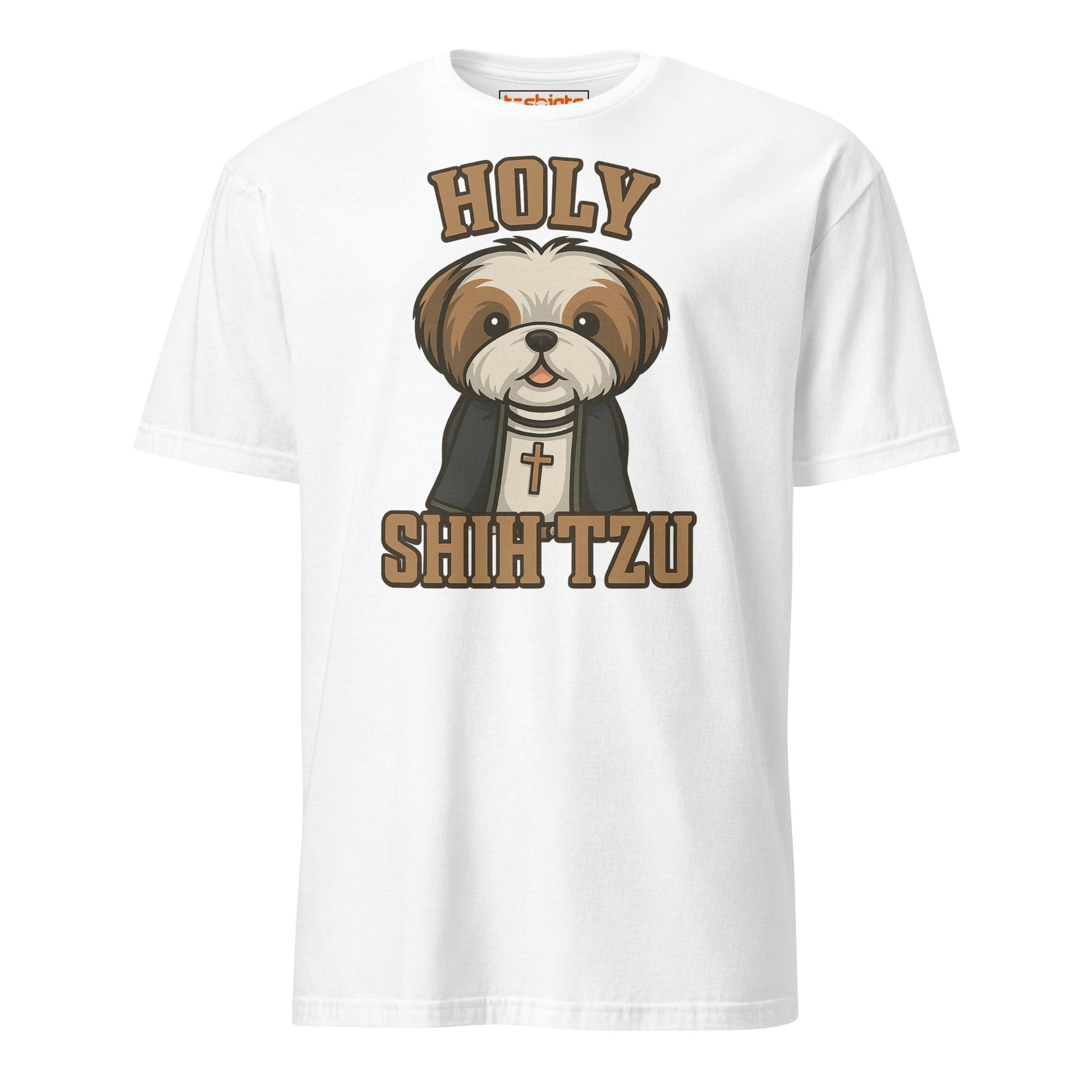 Holy Shih Tzu Funny Dog Pun T-Shirt - White - T-Shirts Online