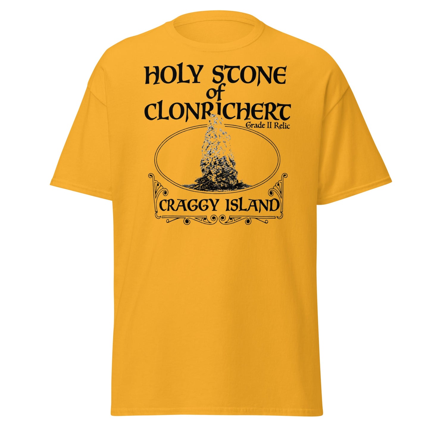 Holy Stone of Clonrichert T-Shirt - Craggy Island Relic - Gold - T-Shirts Online