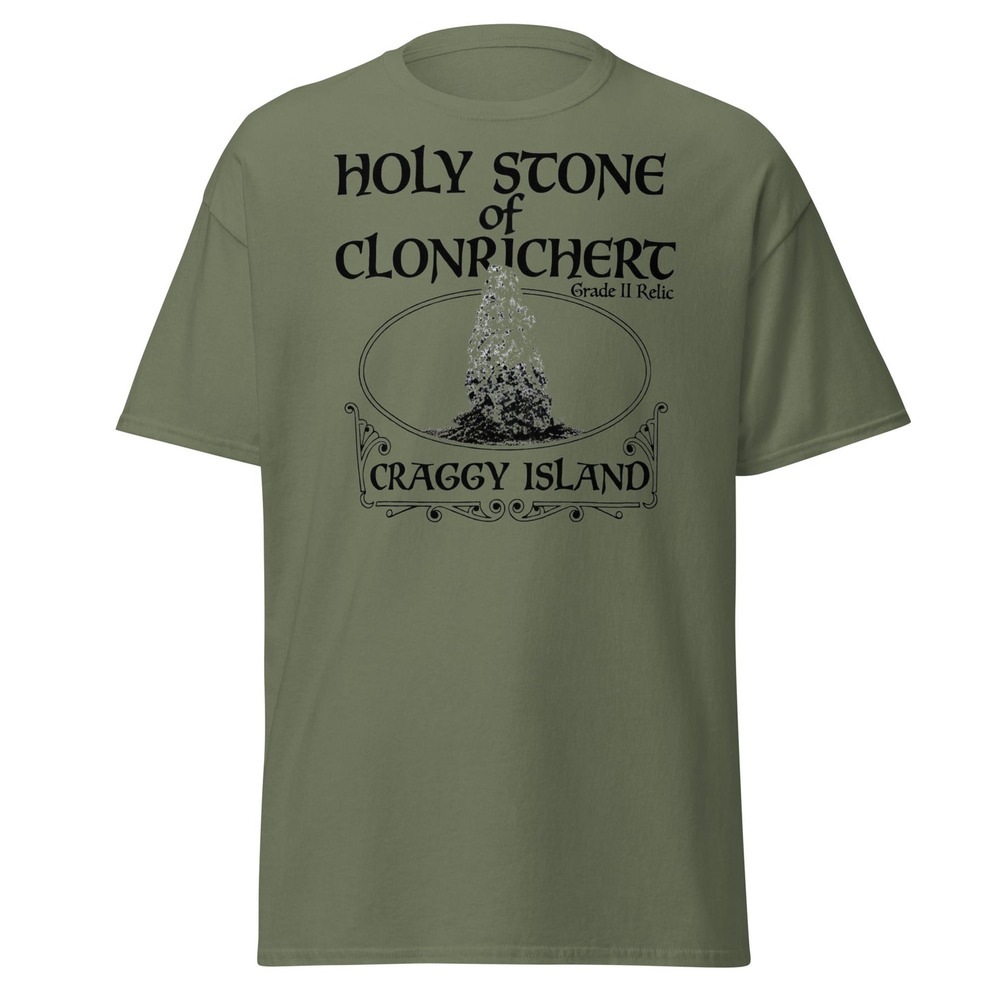 Holy Stone of Clonrichert T-Shirt - Craggy Island Relic - Military Green - T-Shirts Online