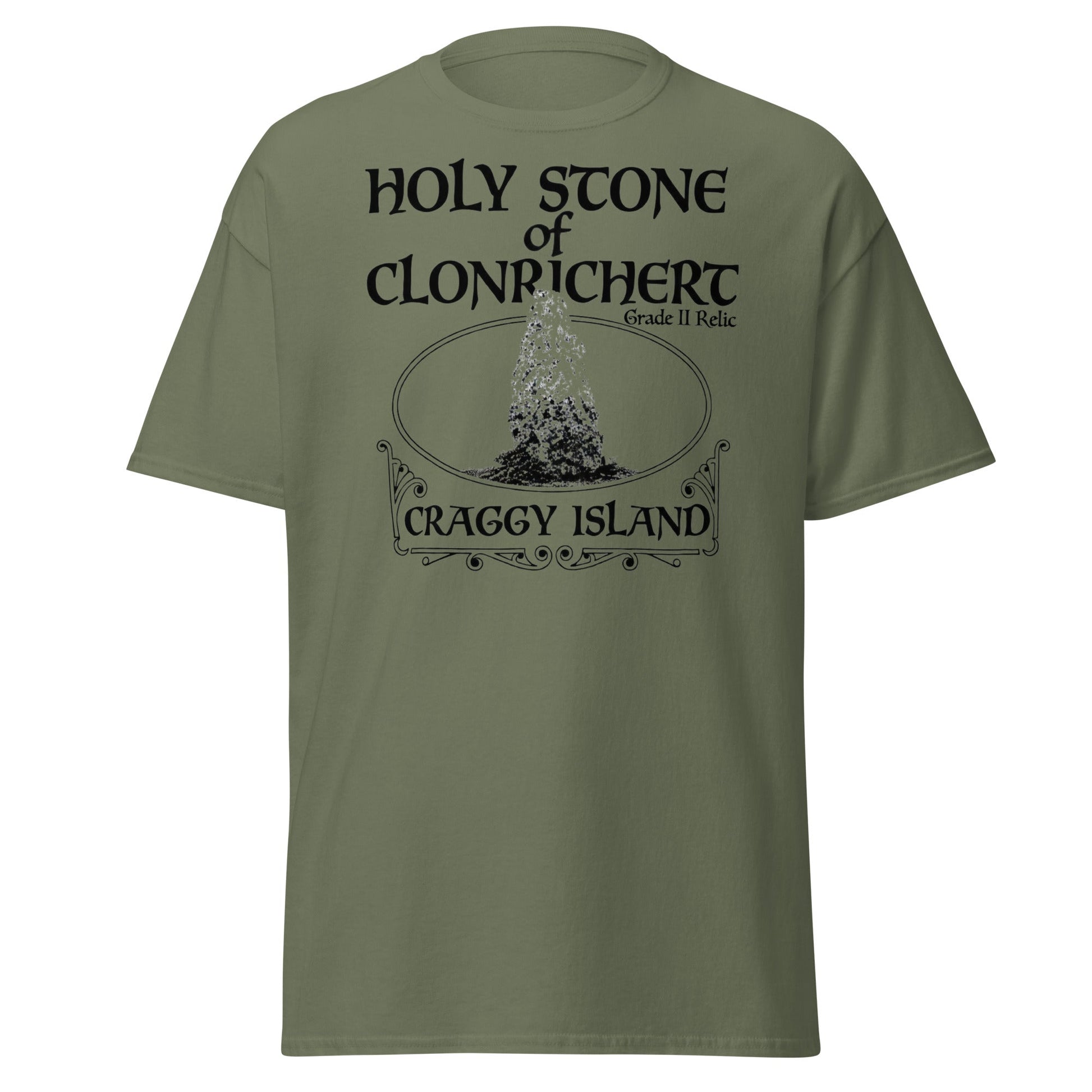 Holy Stone of Clonrichert T-Shirt - Craggy Island Relic - Military Green - T-Shirts Online