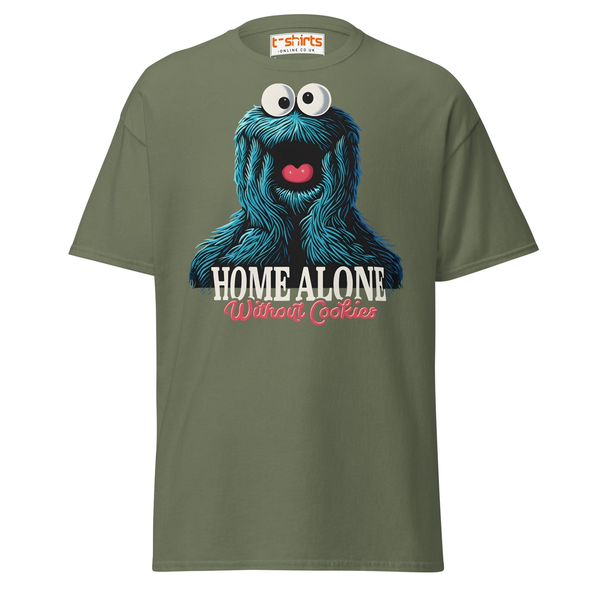 Home Alone Without Cookies T-Shirt – Funny Parody Tee - Military Green - T-Shirts Online