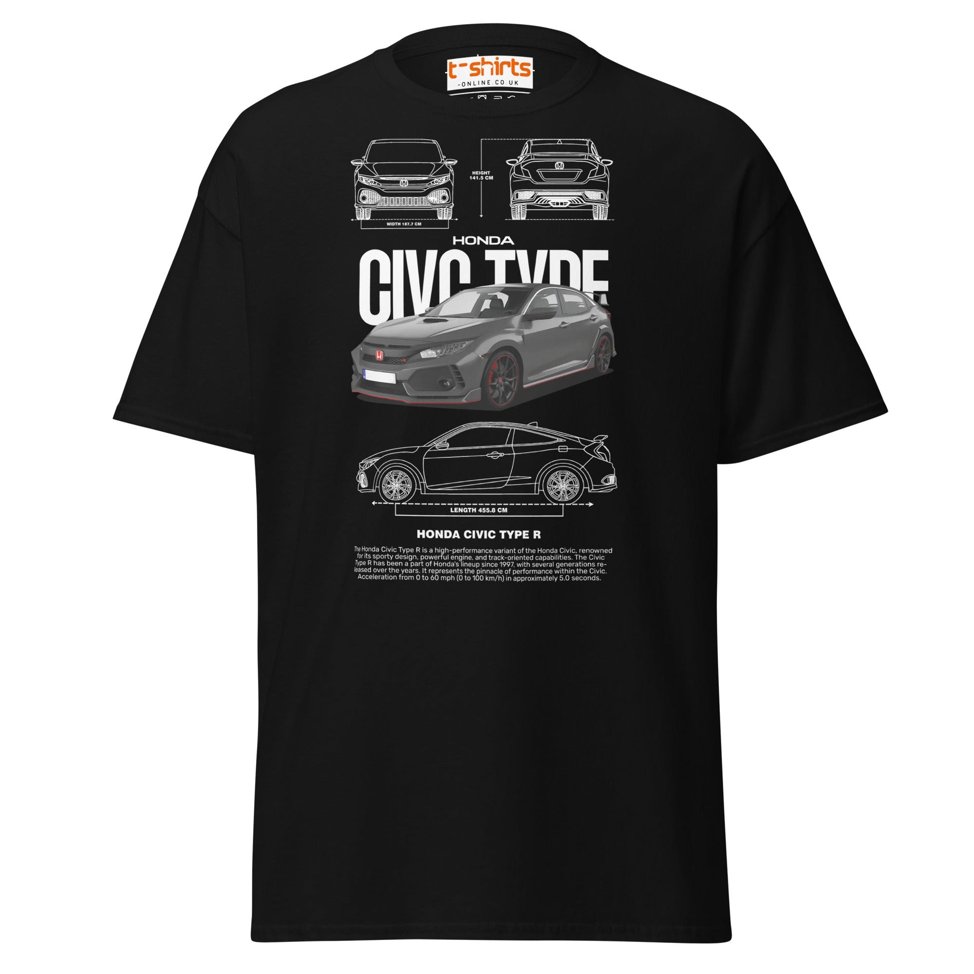 Honda Civic Type R T-Shirt | JDM Car Enthusiast Tee - Black - T-Shirts Online