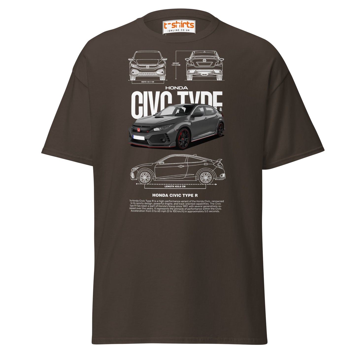 Honda Civic Type R T-Shirt | JDM Car Enthusiast Tee - Dark Chocolate - T-Shirts Online