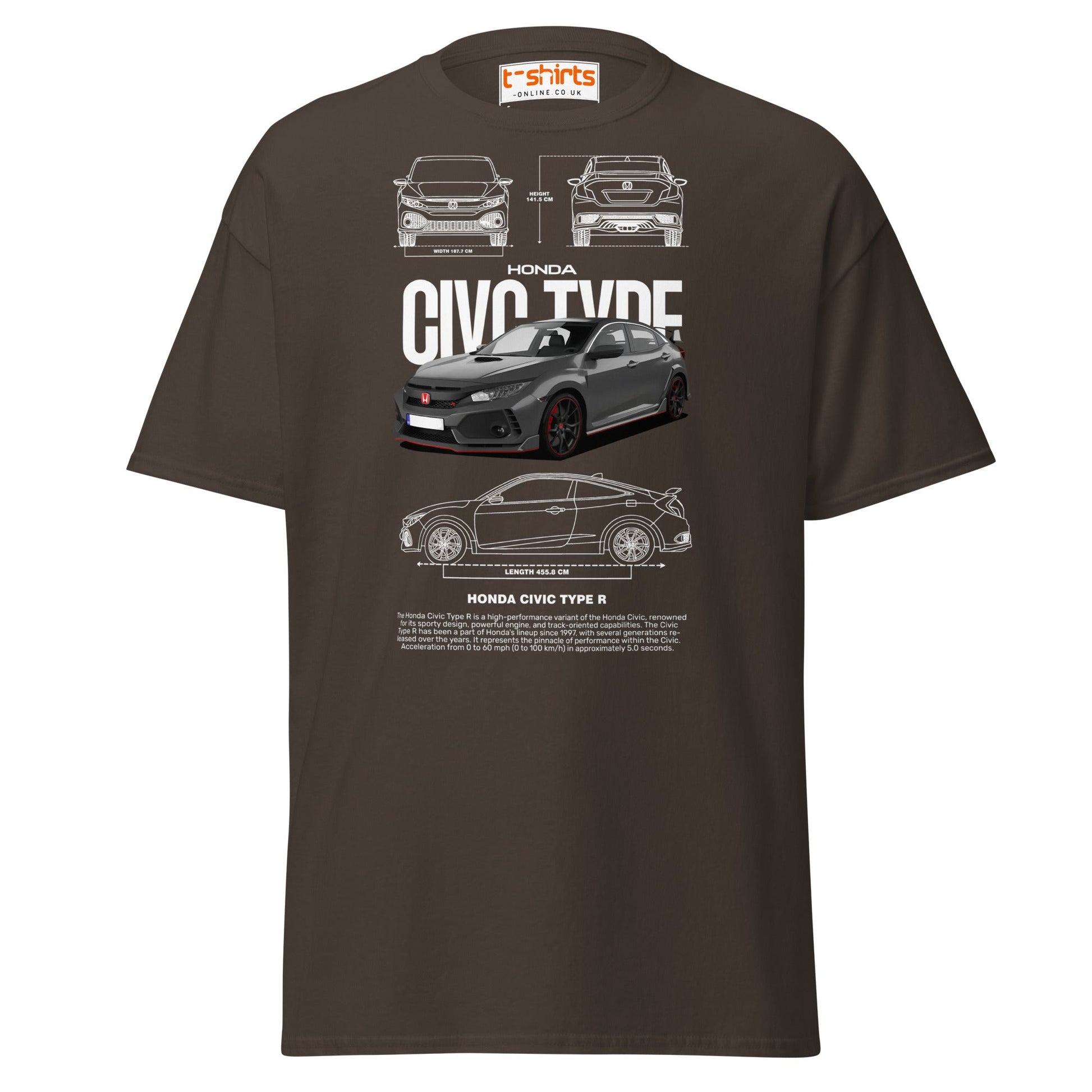 Honda Civic Type R T-Shirt | JDM Car Enthusiast Tee - Dark Chocolate - T-Shirts Online