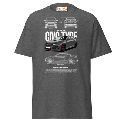 Honda Civic Type R T-Shirt | JDM Car Enthusiast Tee - Dark Heather - T-Shirts Online