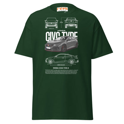 Honda Civic Type R T-Shirt | JDM Car Enthusiast Tee - Forest Green - T-Shirts Online