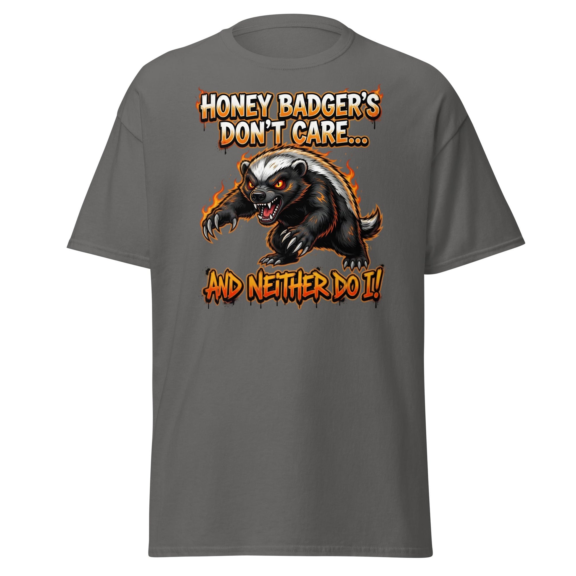 Honey Badger Don't Care T-Shirt – Funny Savage Animal Tee - Charcoal - T-Shirts Online