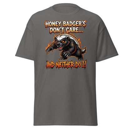 Honey Badger Don't Care T-Shirt – Funny Savage Animal Tee - Charcoal - T-Shirts Online