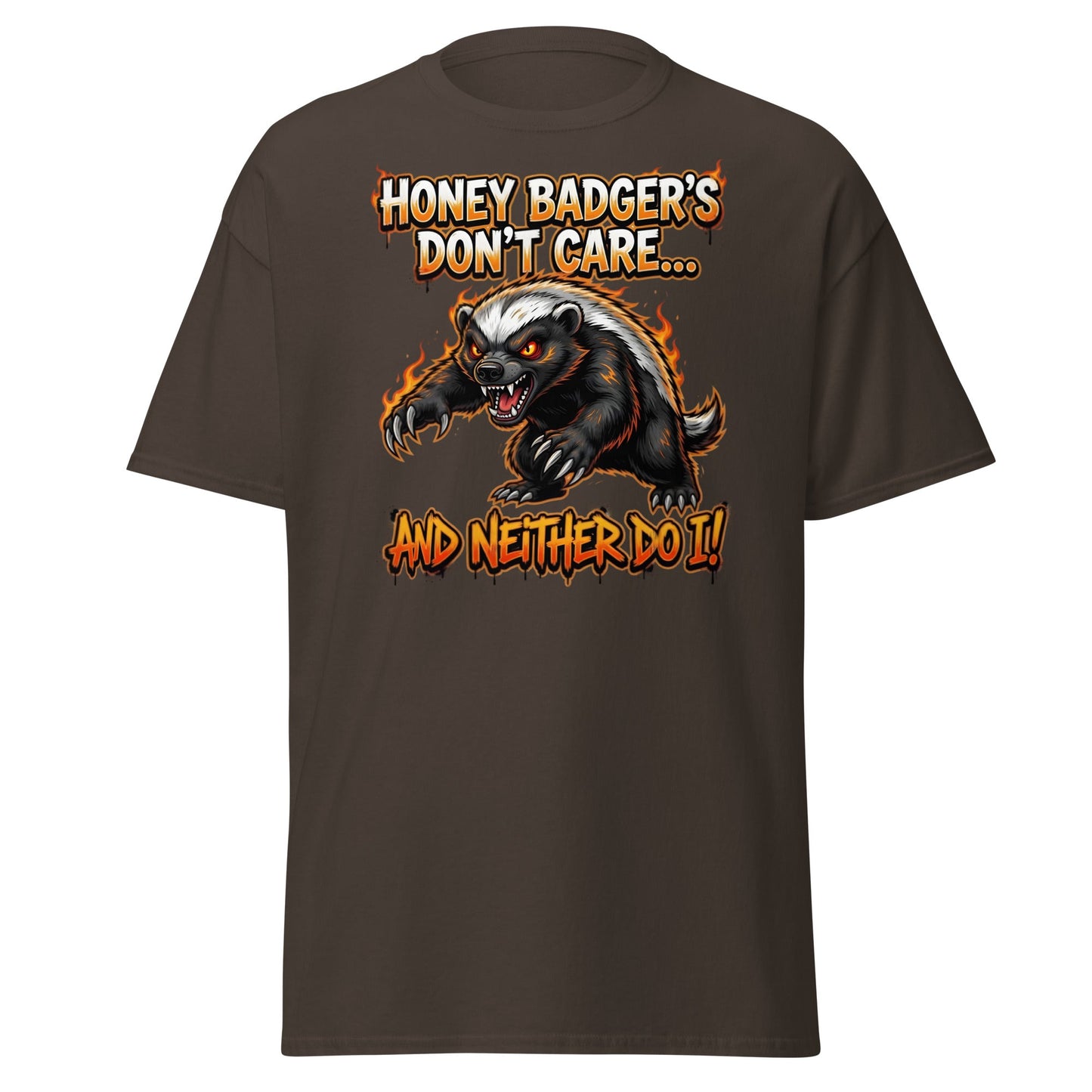 Honey Badger Don't Care T-Shirt – Funny Savage Animal Tee - Dark Chocolate - T-Shirts Online