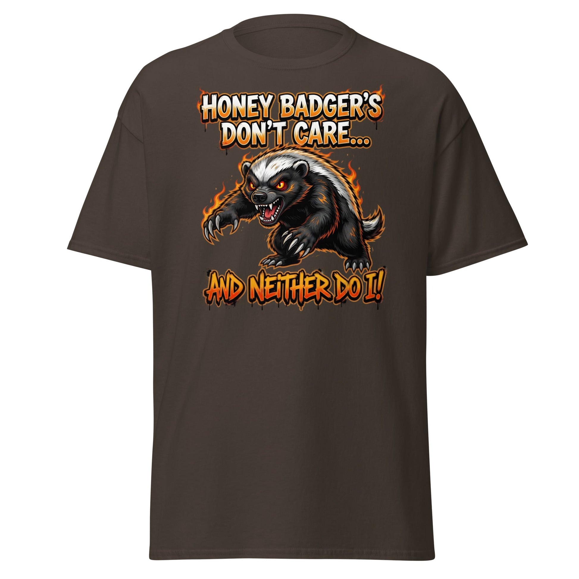 Honey Badger Don't Care T-Shirt – Funny Savage Animal Tee - Dark Chocolate - T-Shirts Online
