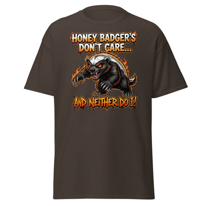Honey Badger Don't Care T-Shirt – Funny Savage Animal Tee - Dark Chocolate - T-Shirts Online