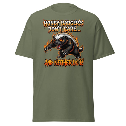 Honey Badger Don't Care T-Shirt – Funny Savage Animal Tee - Military Green - T-Shirts Online
