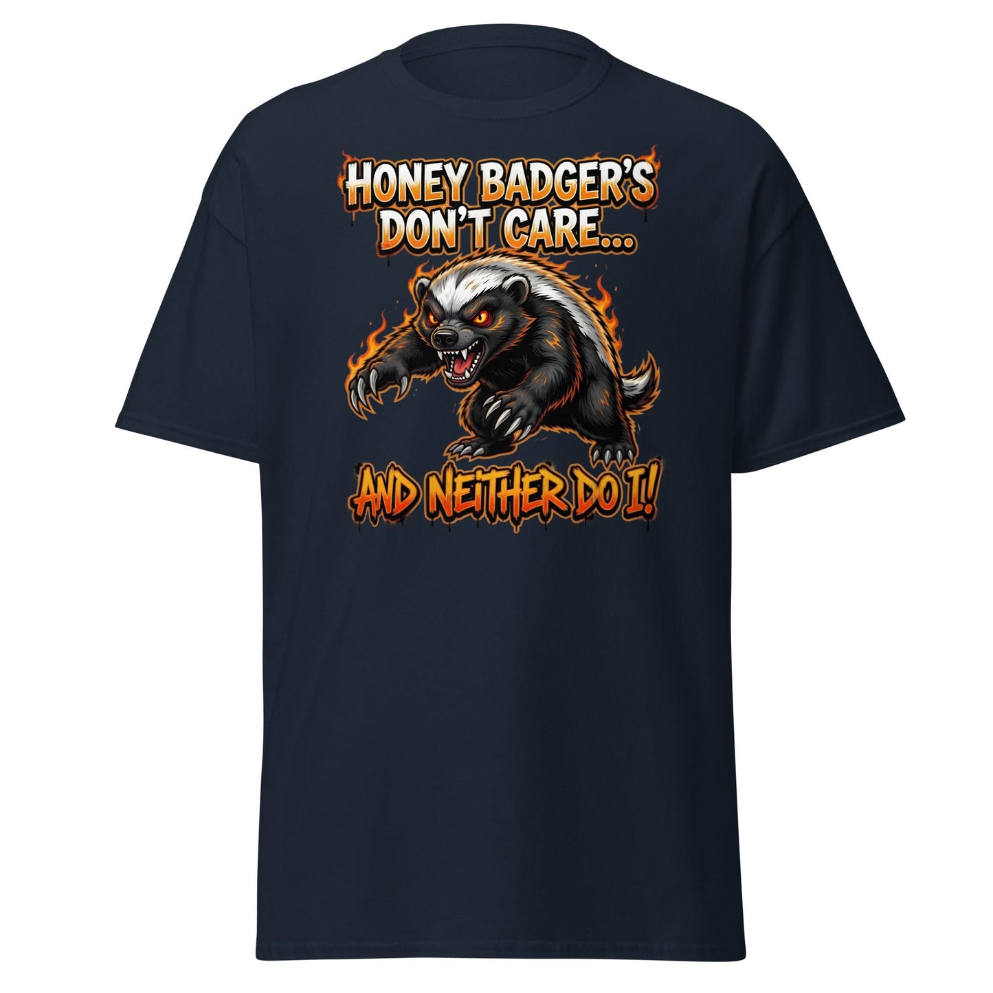 Honey Badger Don't Care T-Shirt – Funny Savage Animal Tee - Navy - T-Shirts Online