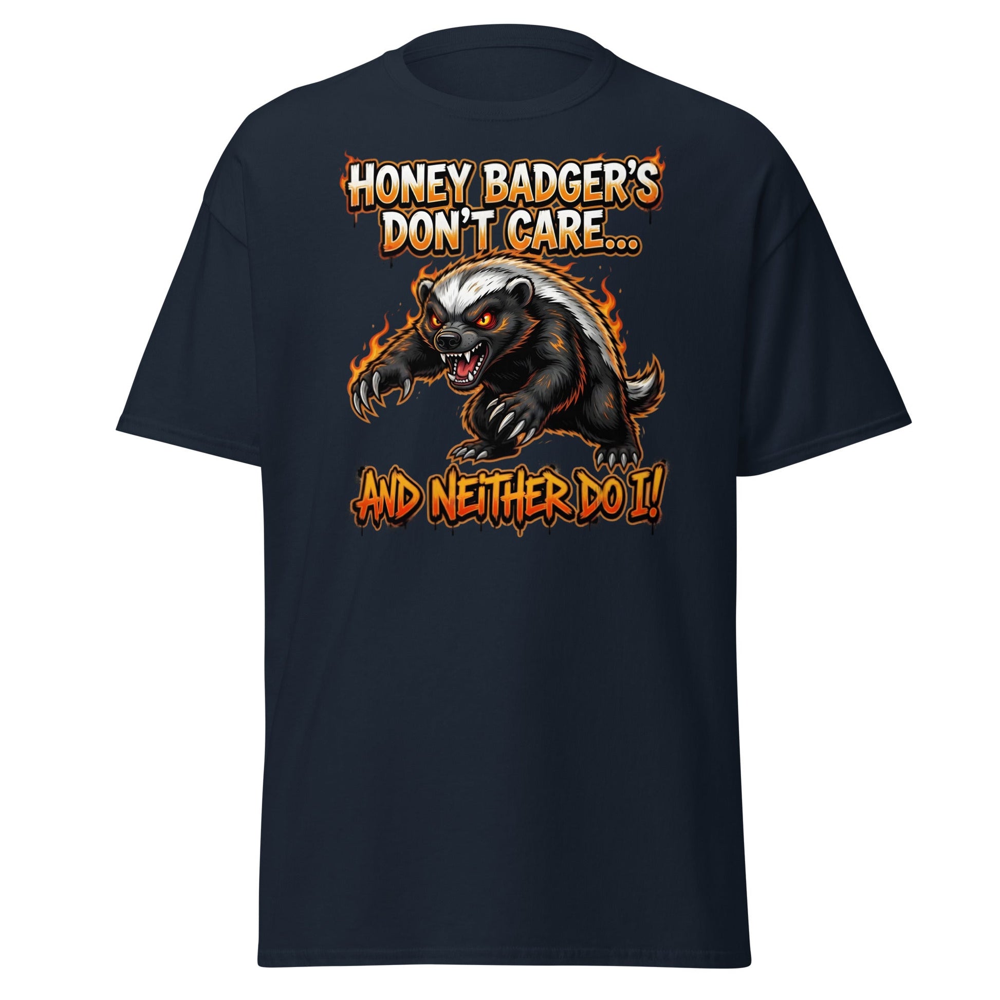 Honey Badger Don't Care T-Shirt – Funny Savage Animal Tee - Navy - T-Shirts Online