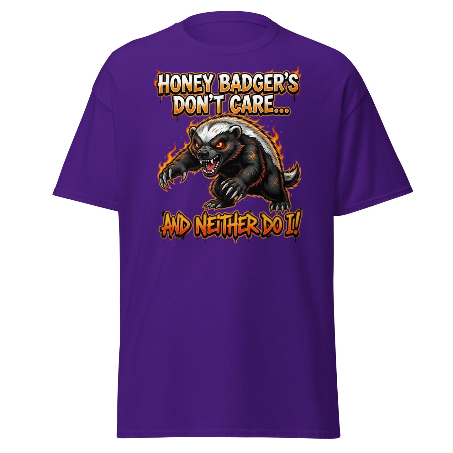 Honey Badger Don't Care T-Shirt – Funny Savage Animal Tee - Purple - T-Shirts Online