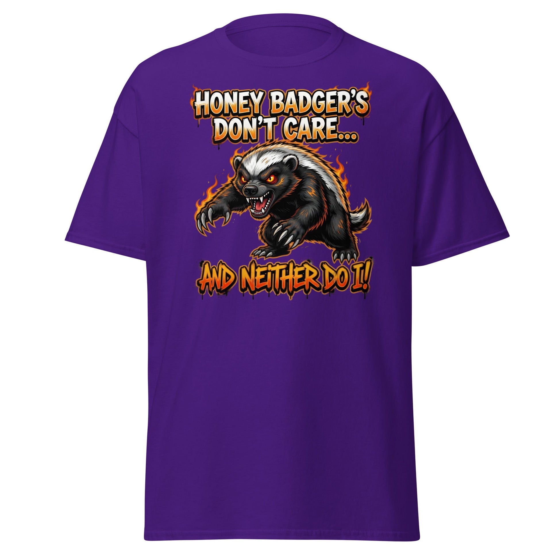Honey Badger Don't Care T-Shirt – Funny Savage Animal Tee - Purple - T-Shirts Online