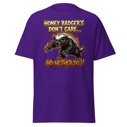 Honey Badger Don't Care T-Shirt – Funny Savage Animal Tee - Purple - T-Shirts Online