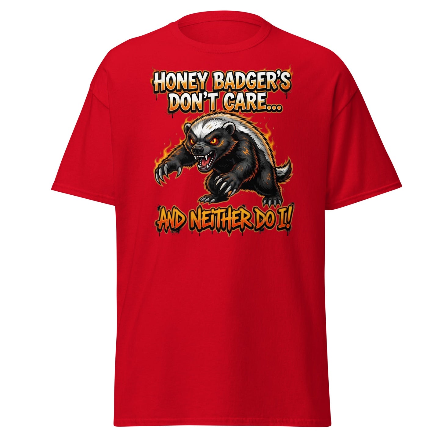 Honey Badger Don't Care T-Shirt – Funny Savage Animal Tee - Red - T-Shirts Online
