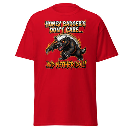 Honey Badger Don't Care T-Shirt – Funny Savage Animal Tee - Red - T-Shirts Online