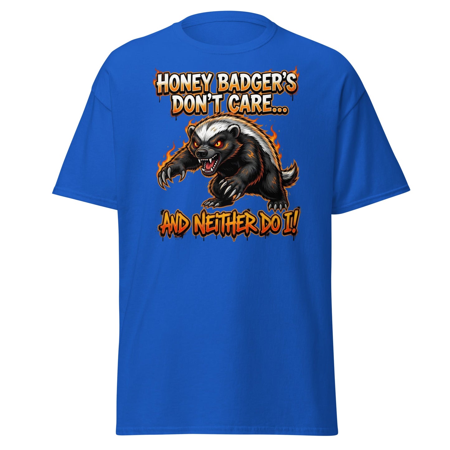 Honey Badger Don't Care T-Shirt – Funny Savage Animal Tee - Royal - T-Shirts Online