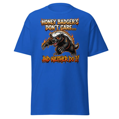 Honey Badger Don't Care T-Shirt – Funny Savage Animal Tee - Royal - T-Shirts Online