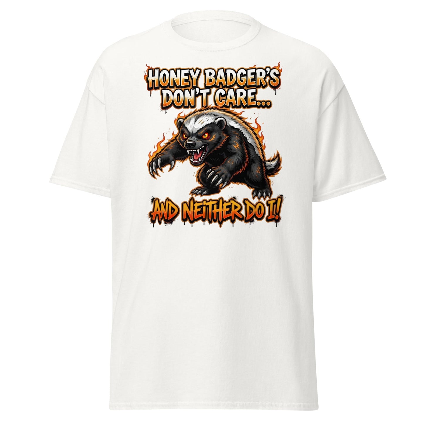 Honey Badger Don't Care T-Shirt – Funny Savage Animal Tee - White - T-Shirts Online
