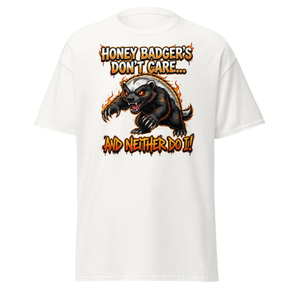 Honey Badger Don't Care T-Shirt – Funny Savage Animal Tee - White - T-Shirts Online
