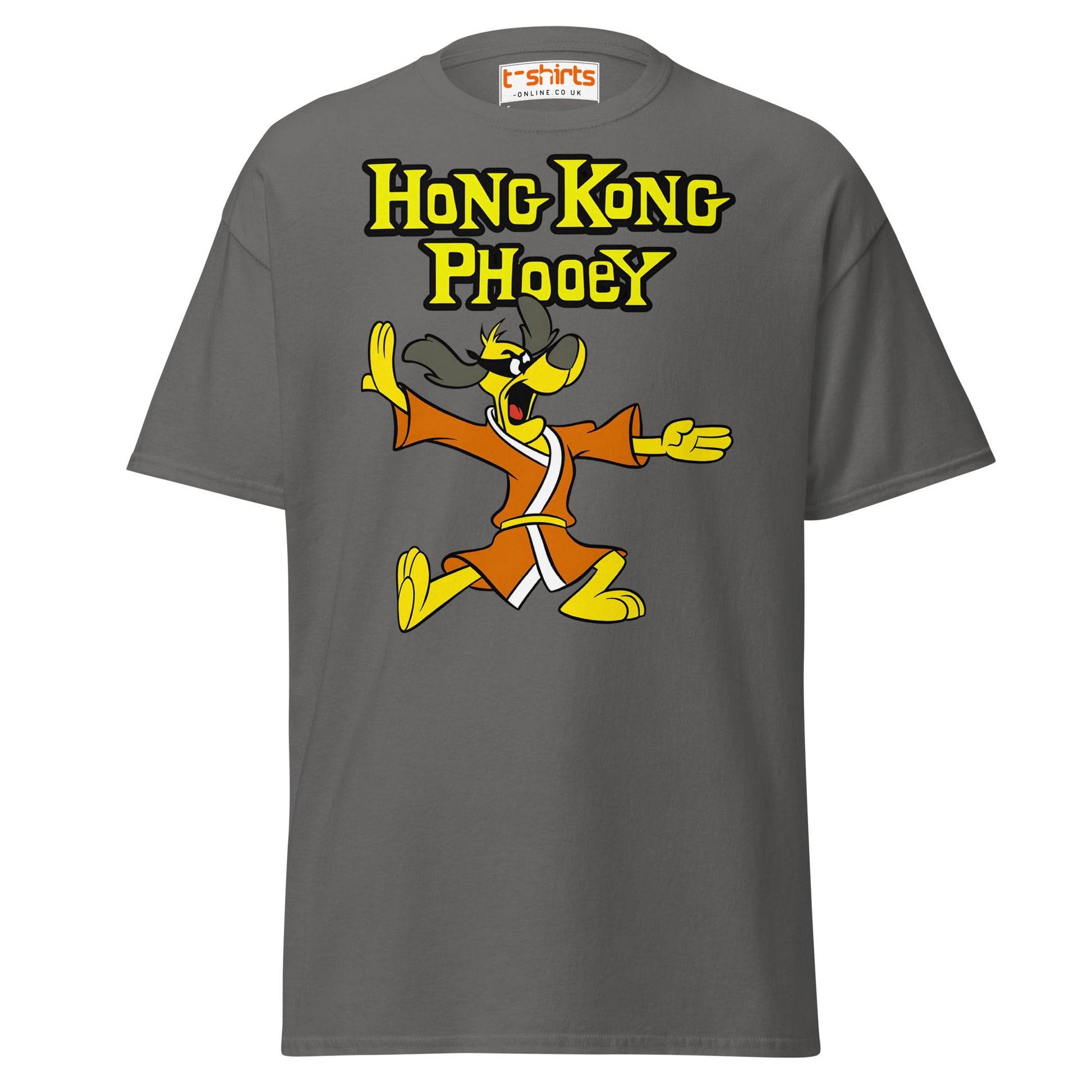 Hong Kong Phooey T-Shirt – Retro Martial Arts Dog Tee - Charcoal - T-Shirts Online
