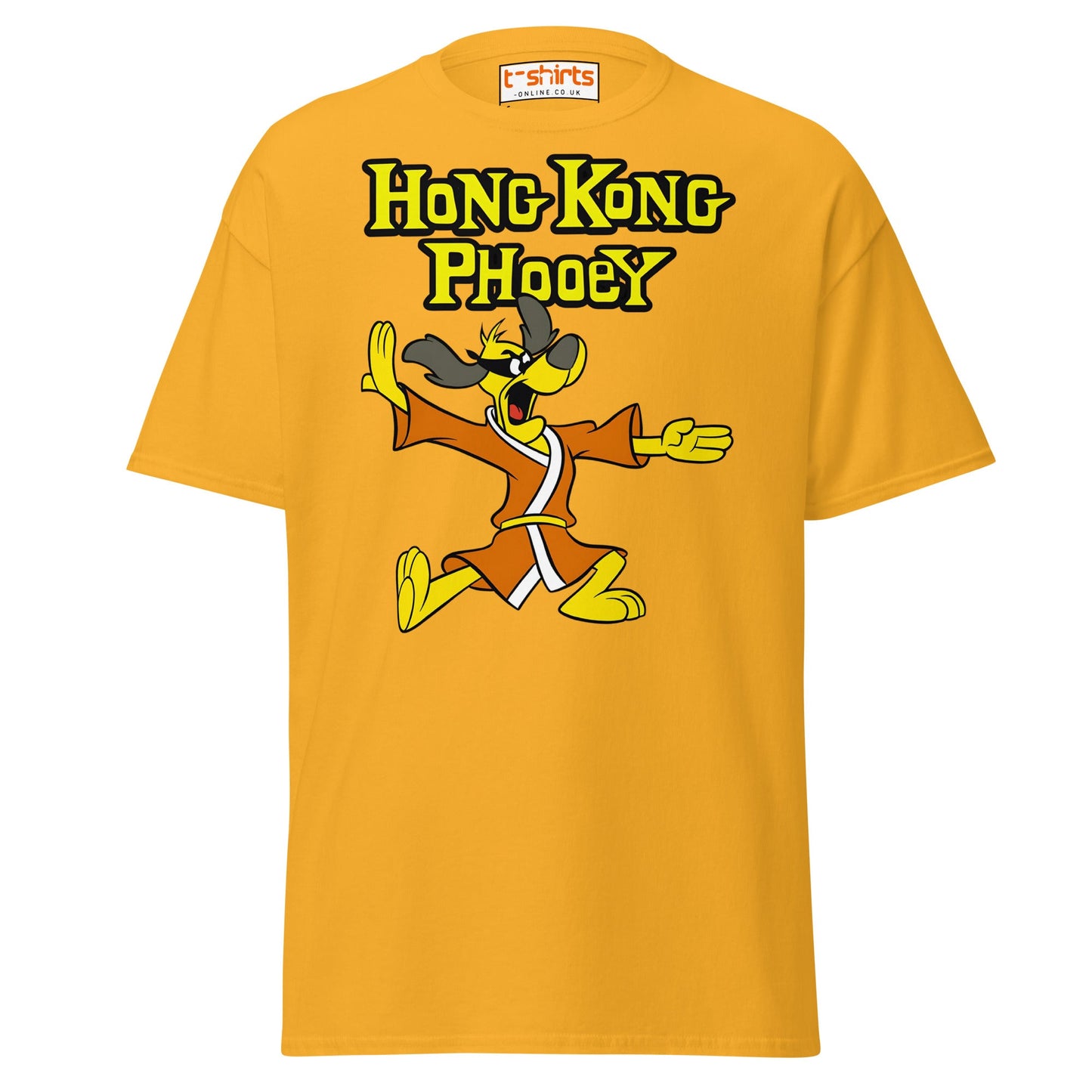 Hong Kong Phooey T-Shirt – Retro Martial Arts Dog Tee - Gold - T-Shirts Online