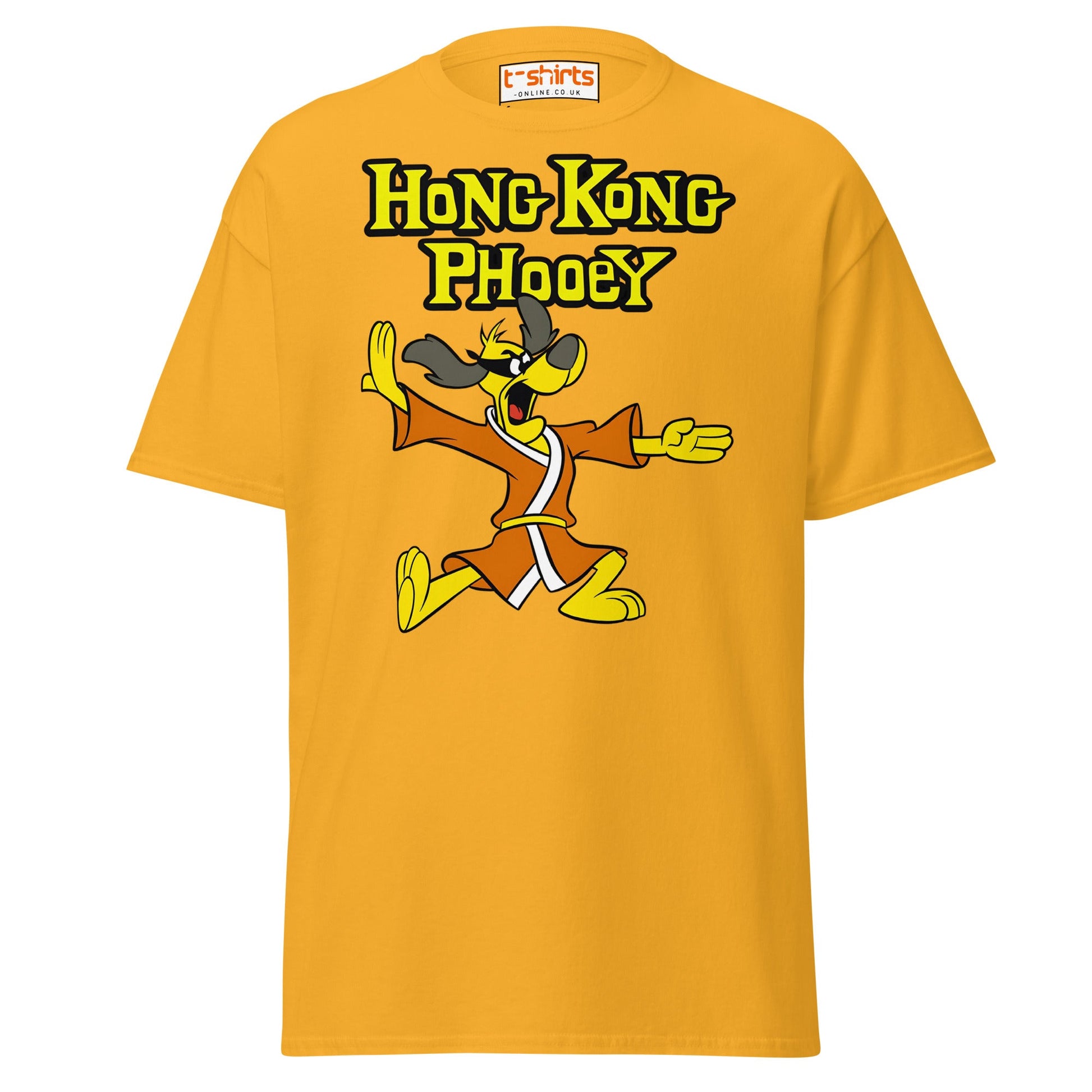 Hong Kong Phooey T-Shirt – Retro Martial Arts Dog Tee - Gold - T-Shirts Online