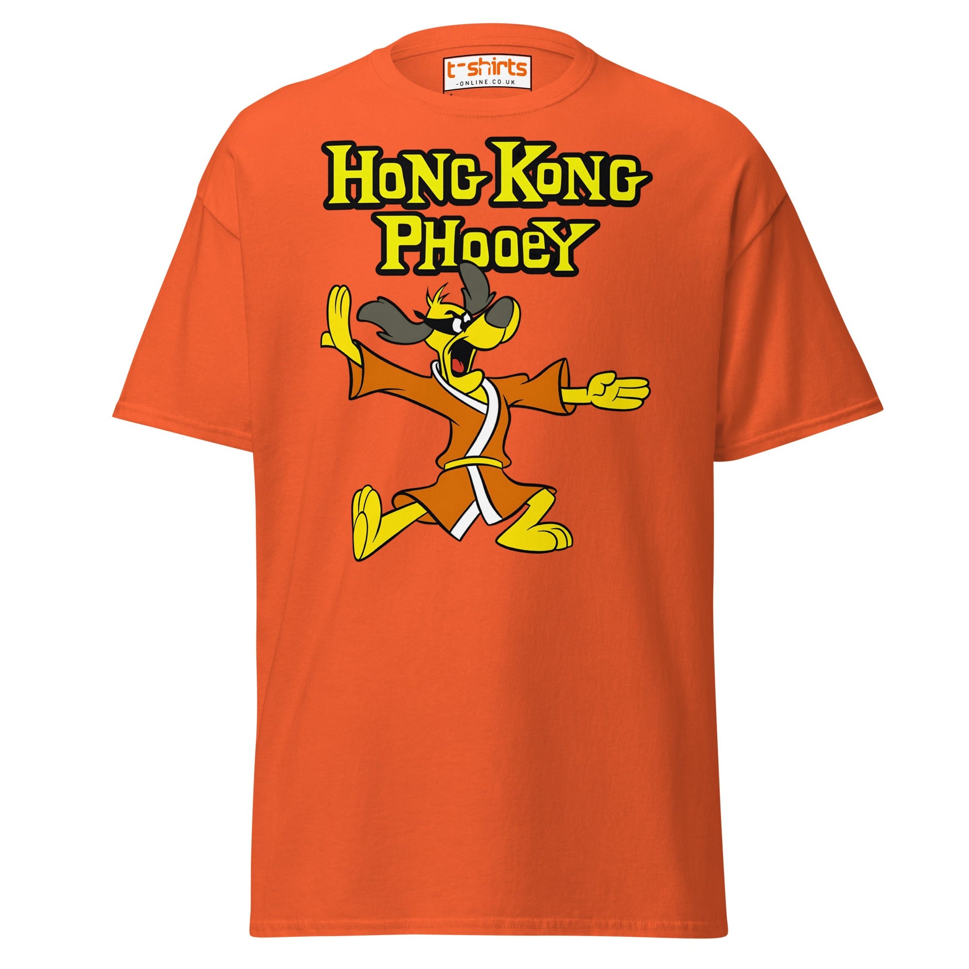 Hong Kong Phooey T-Shirt – Retro Martial Arts Dog Tee - Orange - T-Shirts Online