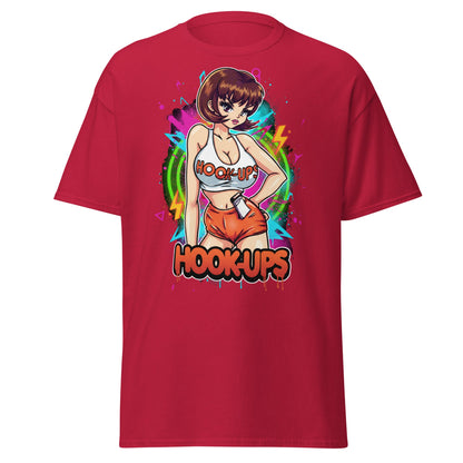 Hook - Ups Anime Girl T-Shirt – Retro Streetwear Tee - Cardinal - T-Shirts Online