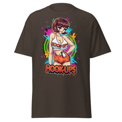 Hook - Ups Anime Girl T-Shirt – Retro Streetwear Tee - Dark Chocolate - T-Shirts Online