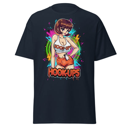 Hook - Ups Anime Girl T-Shirt – Retro Streetwear Tee - Navy - T-Shirts Online