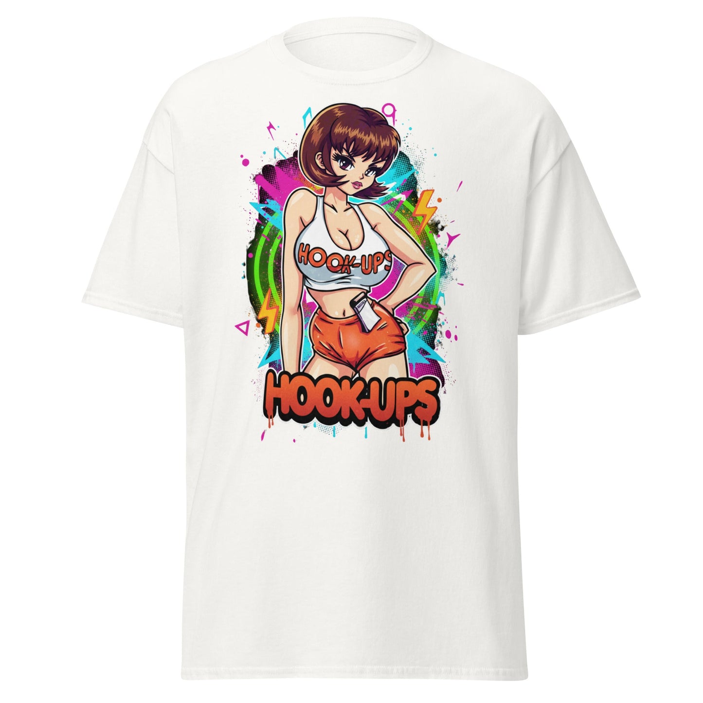 Hook - Ups Anime Girl T-Shirt – Retro Streetwear Tee - White - T-Shirts Online