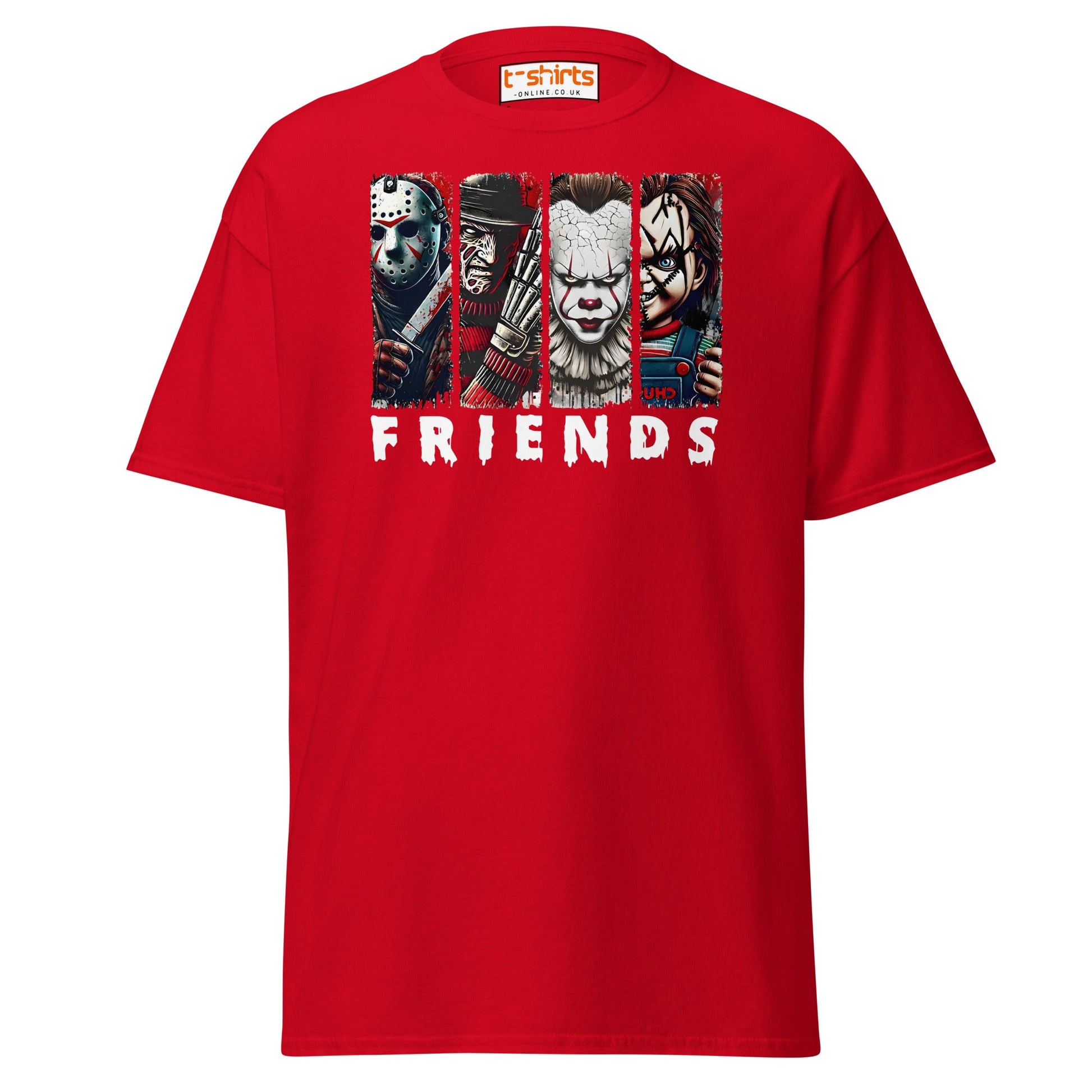 Horror Friends T-Shirt – Jason, Freddy, Pennywise & Chucky - Red - T-Shirts Online