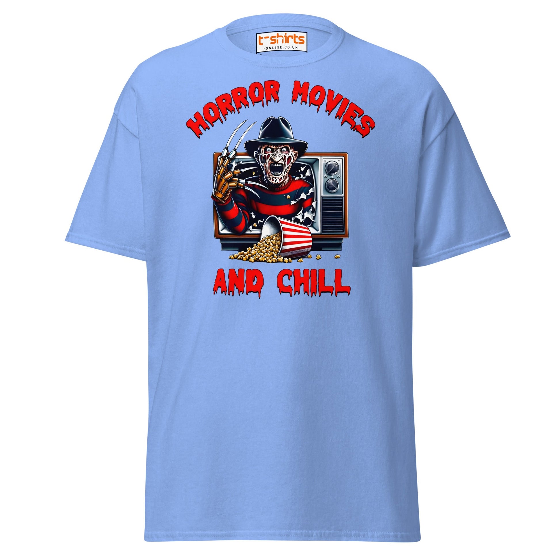 Horror Movies and Chill T-Shirt - Carolina Blue - T-Shirts Online