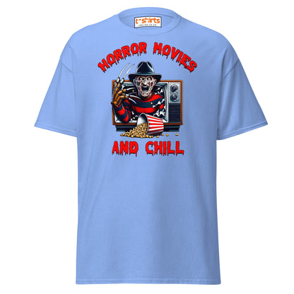 Horror Movies and Chill T-Shirt - Carolina Blue - T-Shirts Online