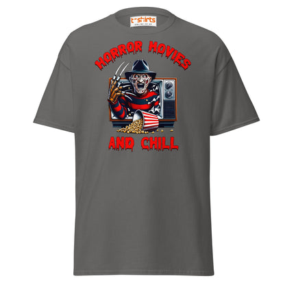 Horror Movies and Chill T-Shirt - Charcoal - T-Shirts Online