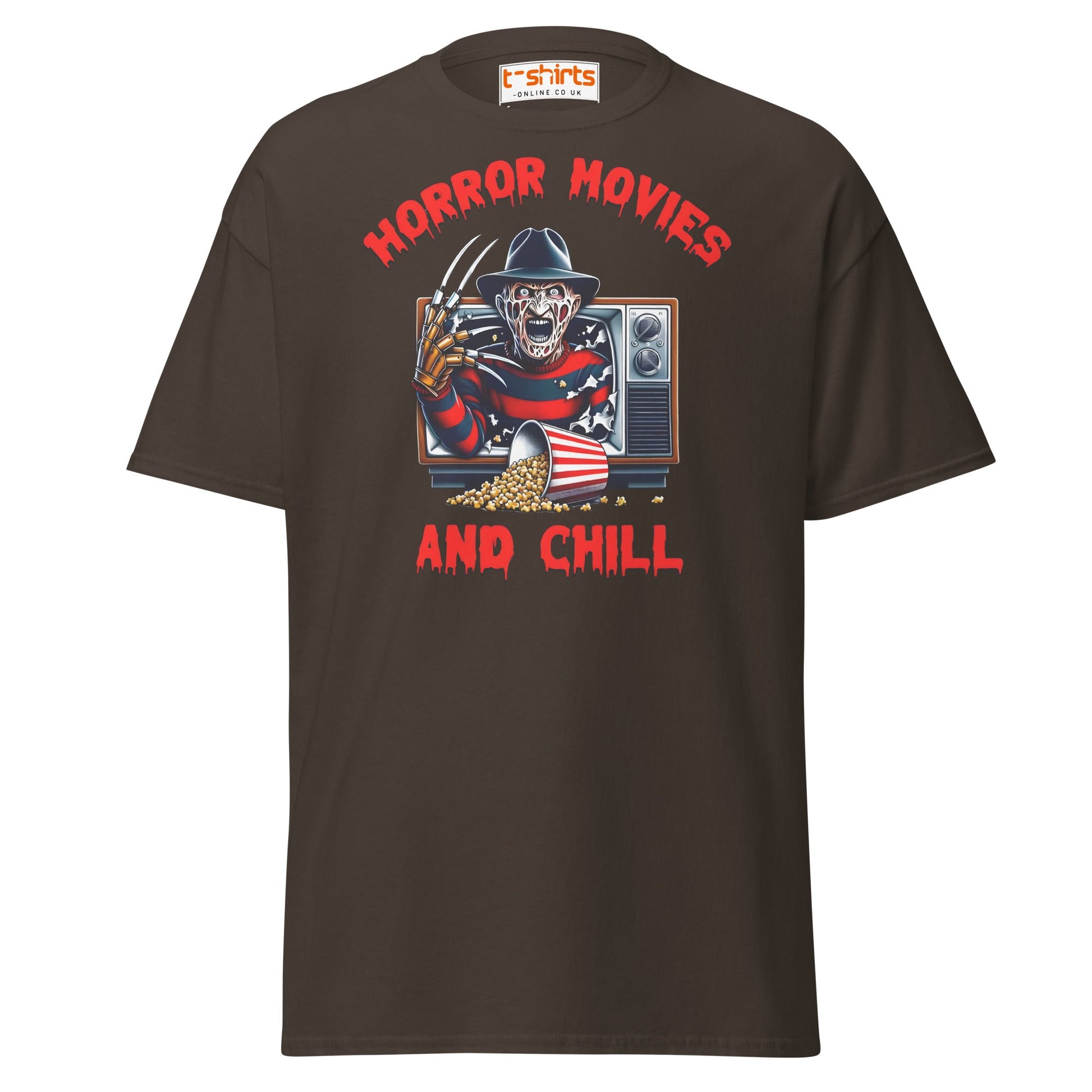 Horror Movies and Chill T-Shirt - Dark Chocolate - T-Shirts Online
